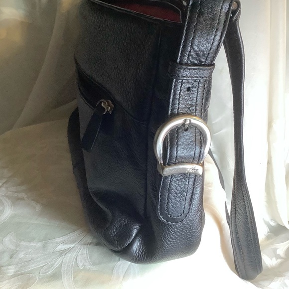 Stone Mountain Large Black Shoulder Bag Pebbled Faux Leather 13” Wide Adjustable - Picture 5 of 8